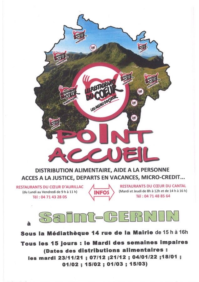 RESTAURANTS DU COEUR SAINT CERNIN CANTAL