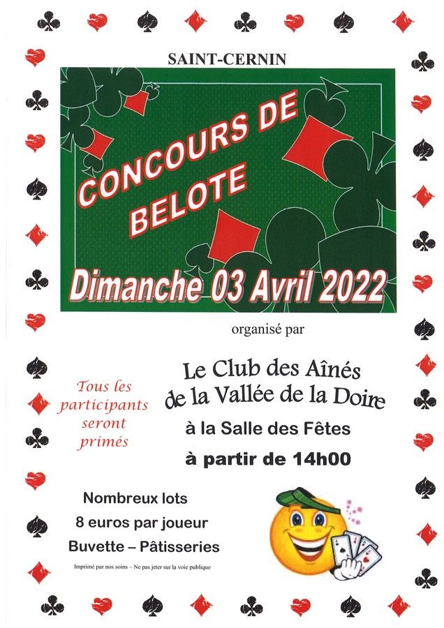 CONCOURS BELOTE SAINT CERNIN CANTAL